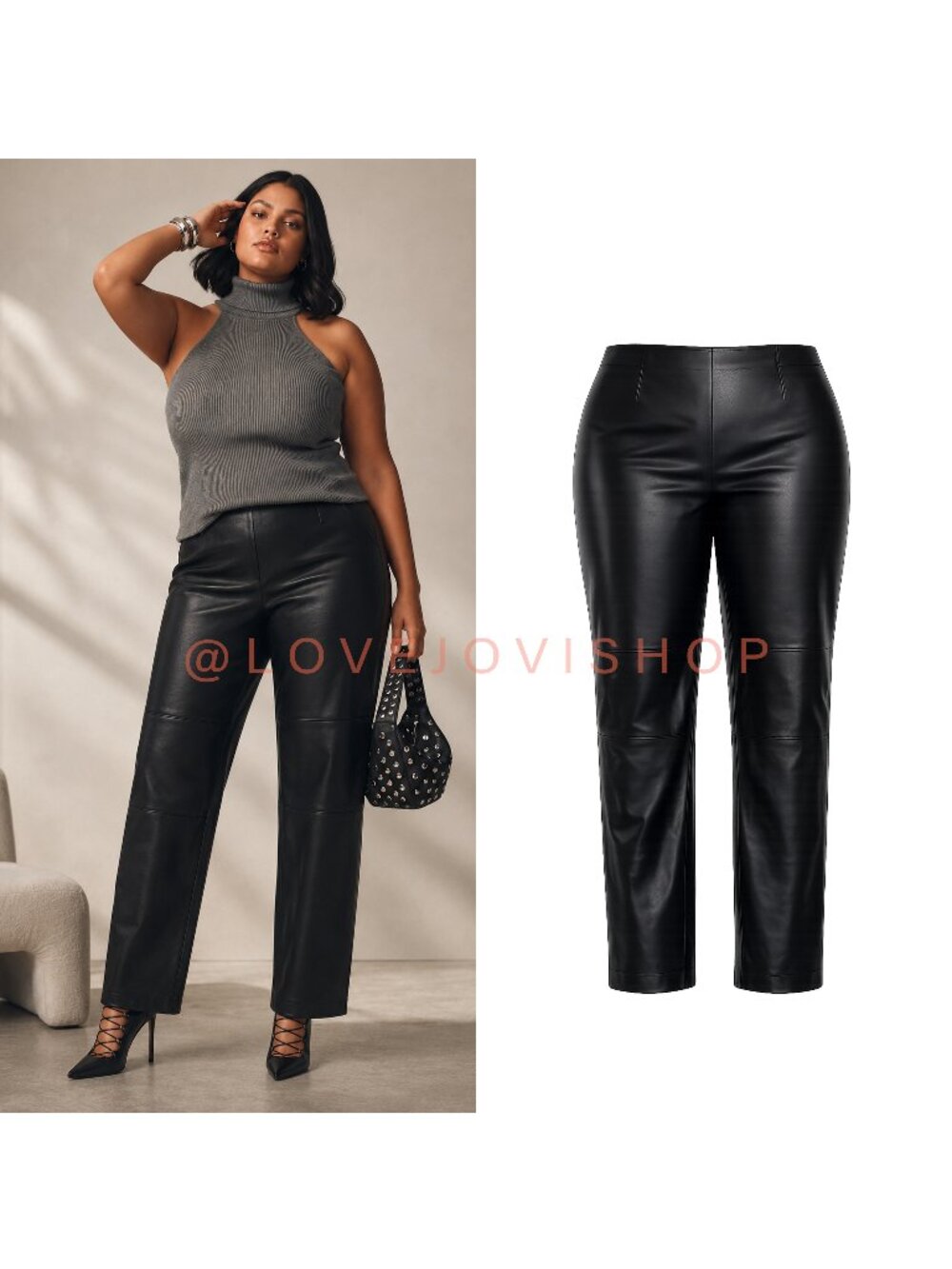 Curvy | Dana Buchman Black Leather Pants | Genuine Lamb Soft | Plus 20 REFURBISH